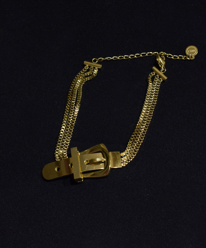Stylish Gold Stainless Steel Overgild Buckle Bracelet