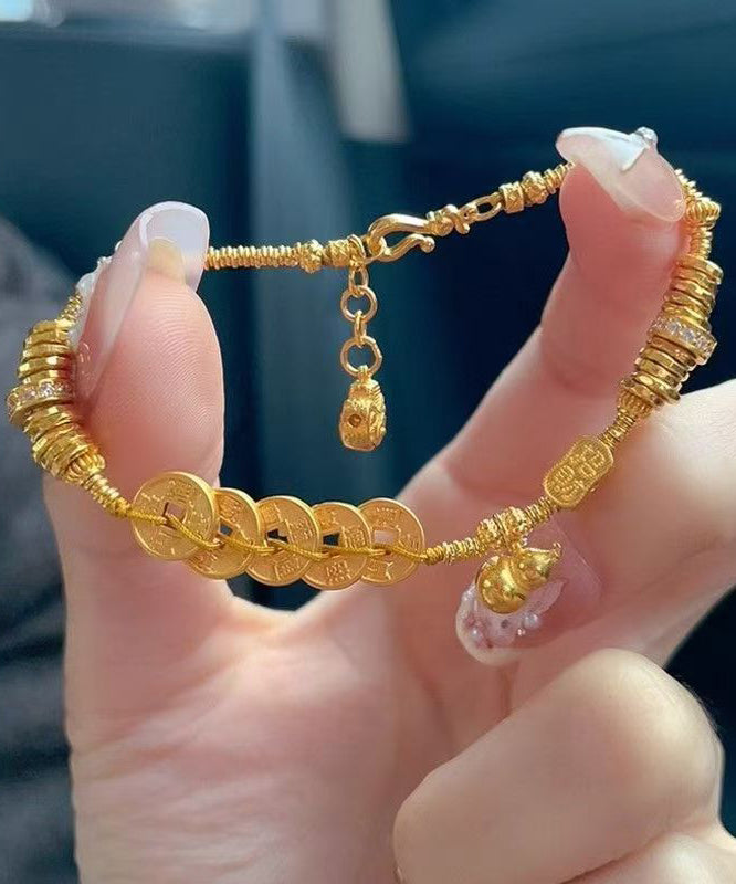 Stylish Gold Sterling Silver Overgild Money Pit Charm Bracelet