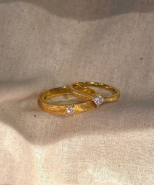Stylish Gold Sterling Silver Overgild Zircon Wedding Rings