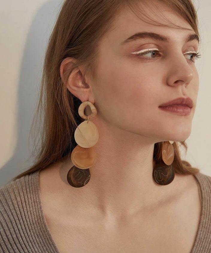 Stylish Gradient Disc Layered Acrylic Drop Earrings