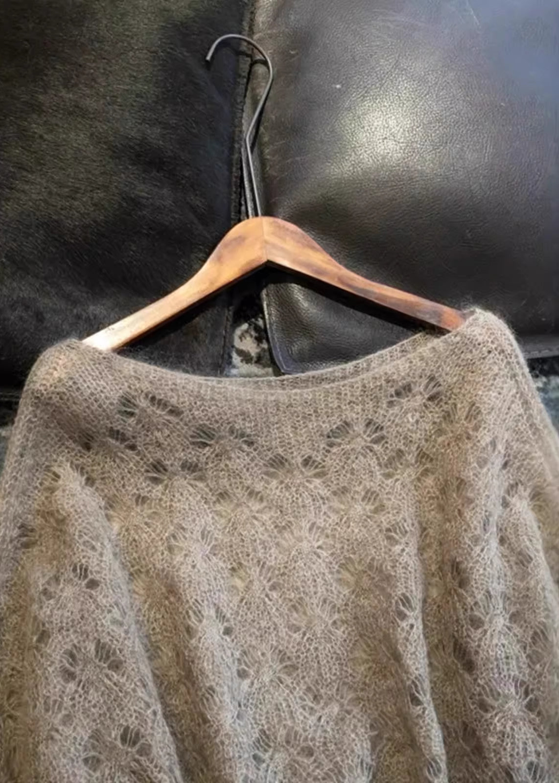 Stylish Gradient Grey Hollow Out Knit Shirts Winter