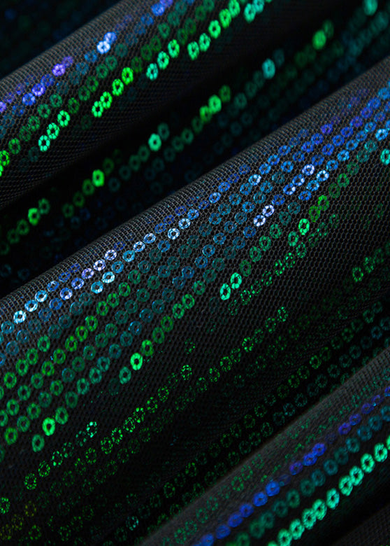 Stilvolle Grüne Elastische Taille Pailletten Tüll A Linie Rock