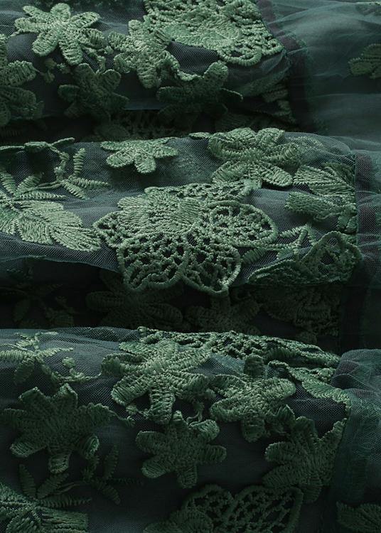 Stylish Green Embroideried Half Sleeve Party Summer Lace Dress - SooLinen
