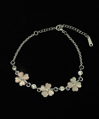 Stylish Green Four Leaf Clover Alloy Adjustable Bracelet