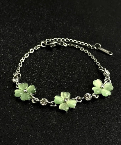 Stylish Green Four Leaf Clover Alloy Adjustable Bracelet