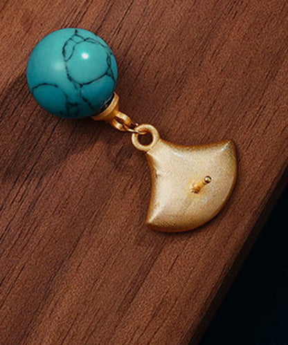 Stilvolle grüne Tropfenohrringe aus vergoldetem Sterlingsilber mit eingelegtem Türkis