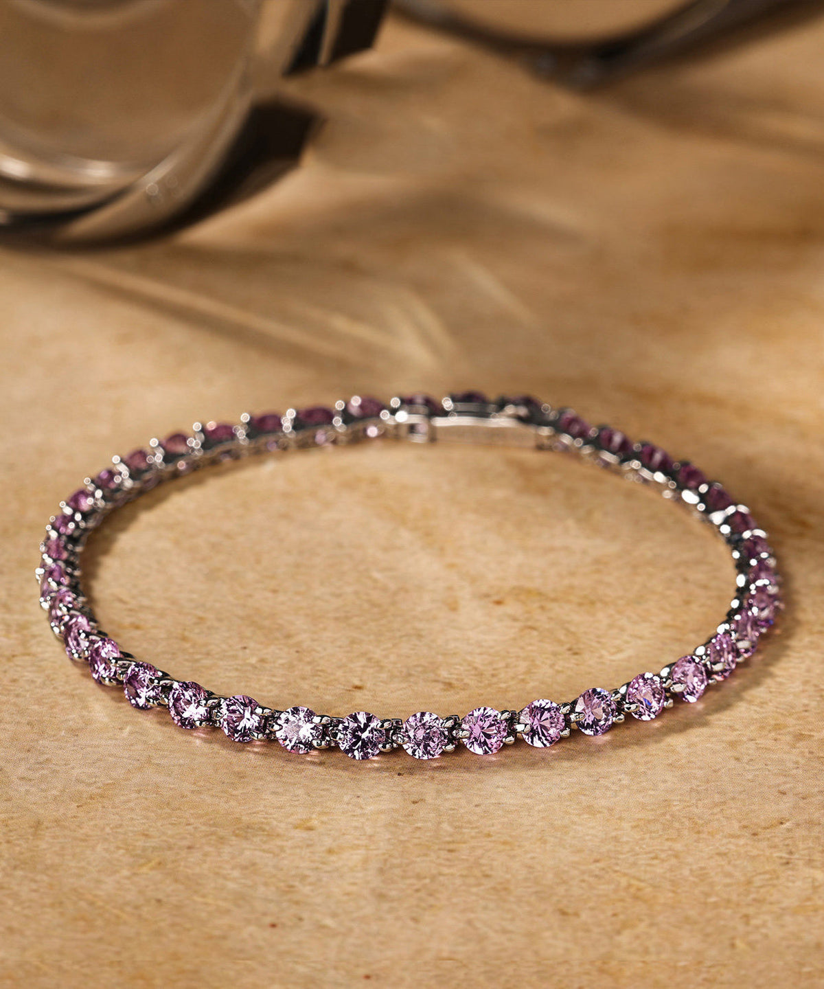 Stylish Green Sterling Silver Zircon Gem Stone Chain Bracelet