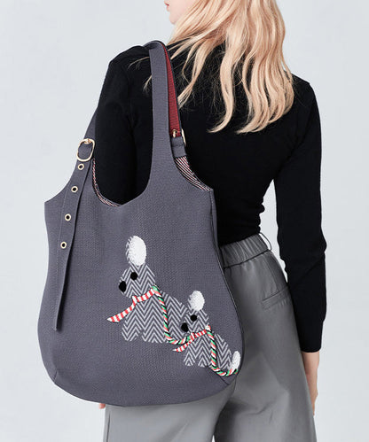Stylish Grey Jacquard Solid Durable Cotton Shoulder Bags