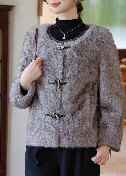 Stylish Grey Oversized Warm Faux Fur Jackets Winter