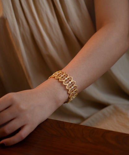 Stylish Hollow Out Natural Mother Of Pearl 14K Gold Cuff
