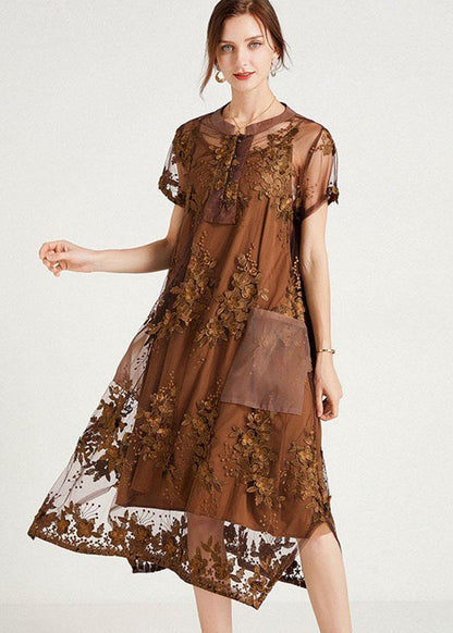 Stylish Khaki Button Pockets Summer Two Pieces Set Short - SooLinen