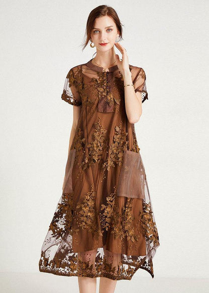 Stylish Khaki Button Pockets Summer Two Pieces Set Short - SooLinen