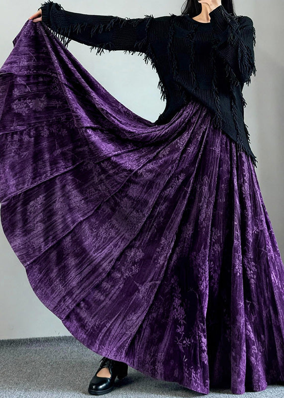 Elegante Khaki-Jacquard-Seidensamtröcke mit extra weitem Saum für den Frühling