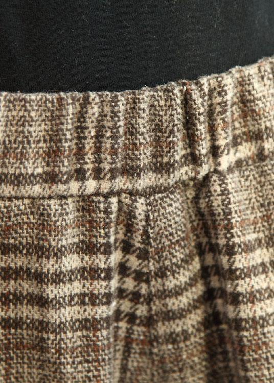 Stylish Khaki Loose Pockets Wide Leg Fall Casual Pants - SooLinen