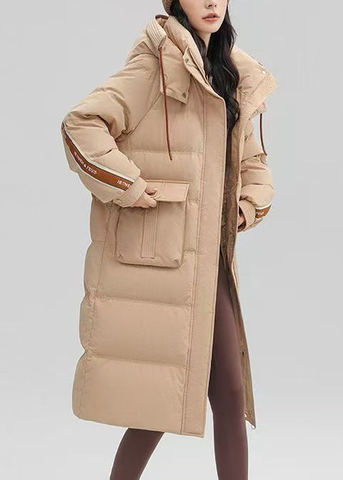 Stylish Khaki Oversized Thick Duck Down Down Jacket Winter