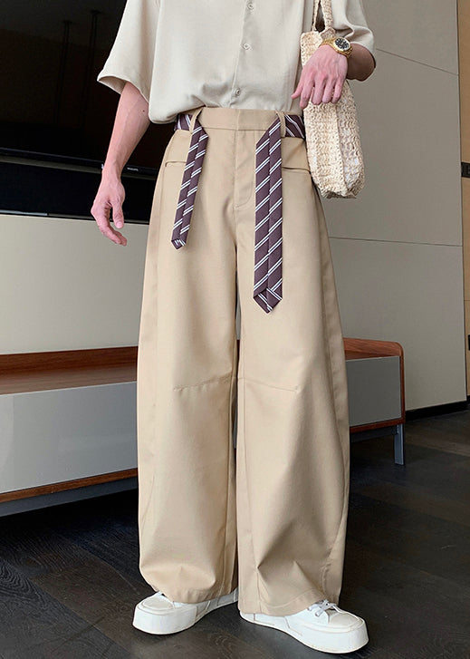 Stylish Khaki Pockets High Waist Spandex Men Pants Summer