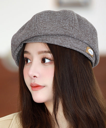 Stylish Khaki Versatile Warm Woolen Beret Hat