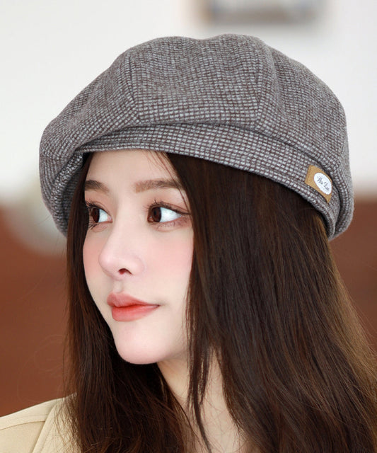 Stylish Khaki Versatile Warm Woolen Beret Hat