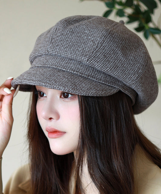 Stylish Khaki Versatile Warm Woolen Beret Hat