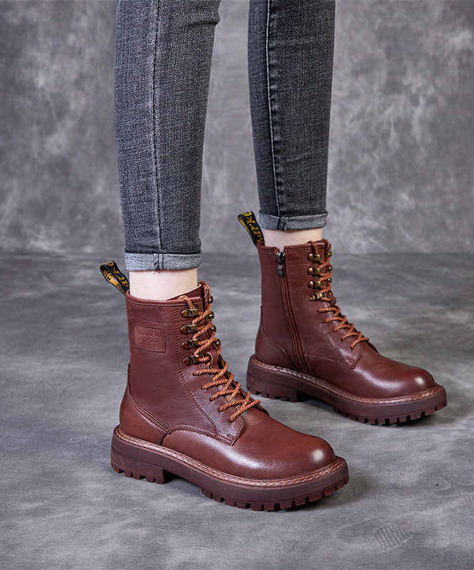 Stilvolle Schnürstiefel mit Reißverschluss aus schwarzem Rindsleder