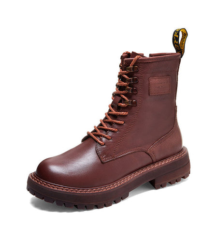 Stilvolle Schnürstiefel mit Reißverschluss aus schwarzem Rindsleder