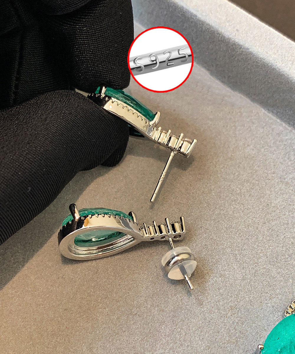 Stylish Lake Blue Teardrop Shape Zircon Drop Earrings