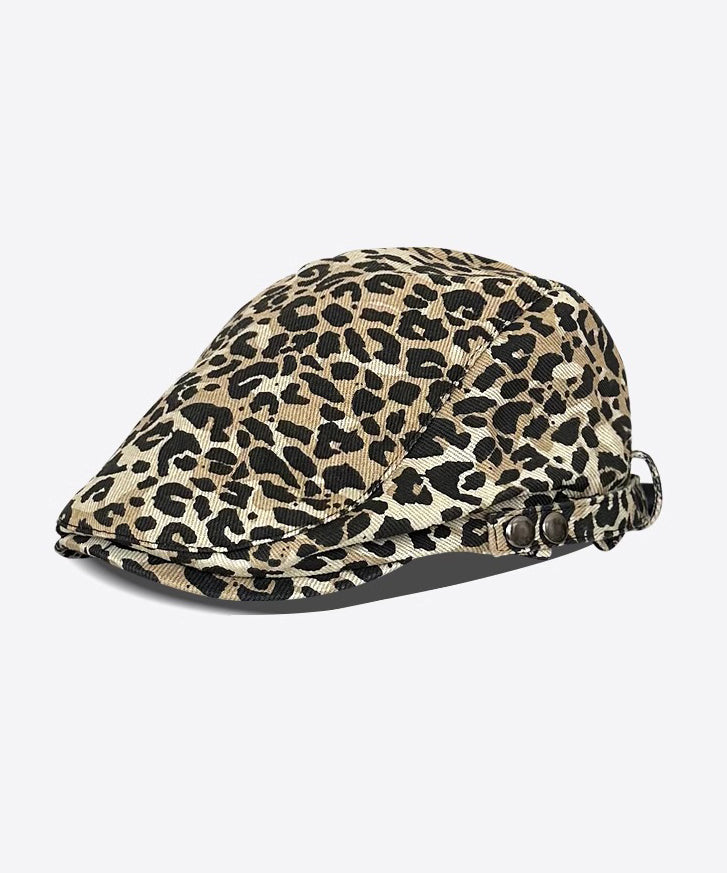 Elegante y versátil sombrero bretón de algodón con estampado de leopardo