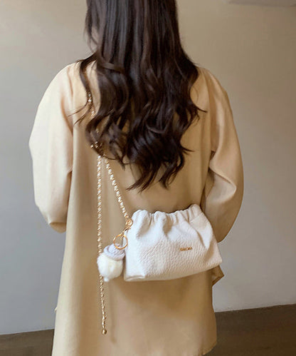 Stylish Milk Tea Color Durable Faux Leather Flap Bag