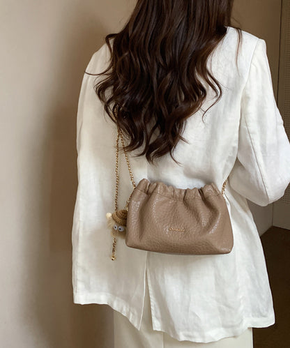 Stylish Milk Tea Color Durable Faux Leather Flap Bag