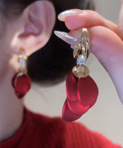 Stilvolle Mulberry Sterling Silber Overgild Zirkon Frosting Tropfen Ohrringe