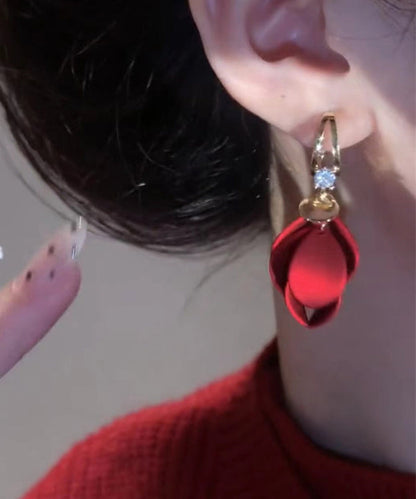 Stilvolle Mulberry Sterling Silber Overgild Zirkon Frosting Tropfen Ohrringe