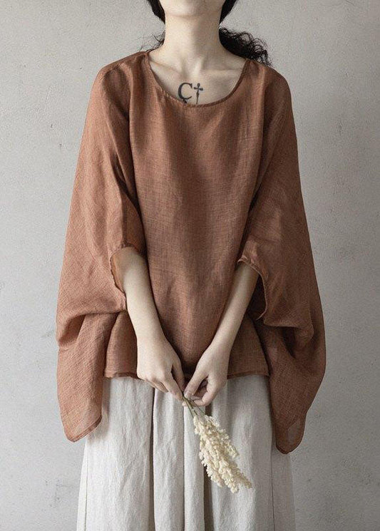 Stilvolle Orange Rot Asymmetrische Baumwolle Shirt Tops Fledermaus flügel