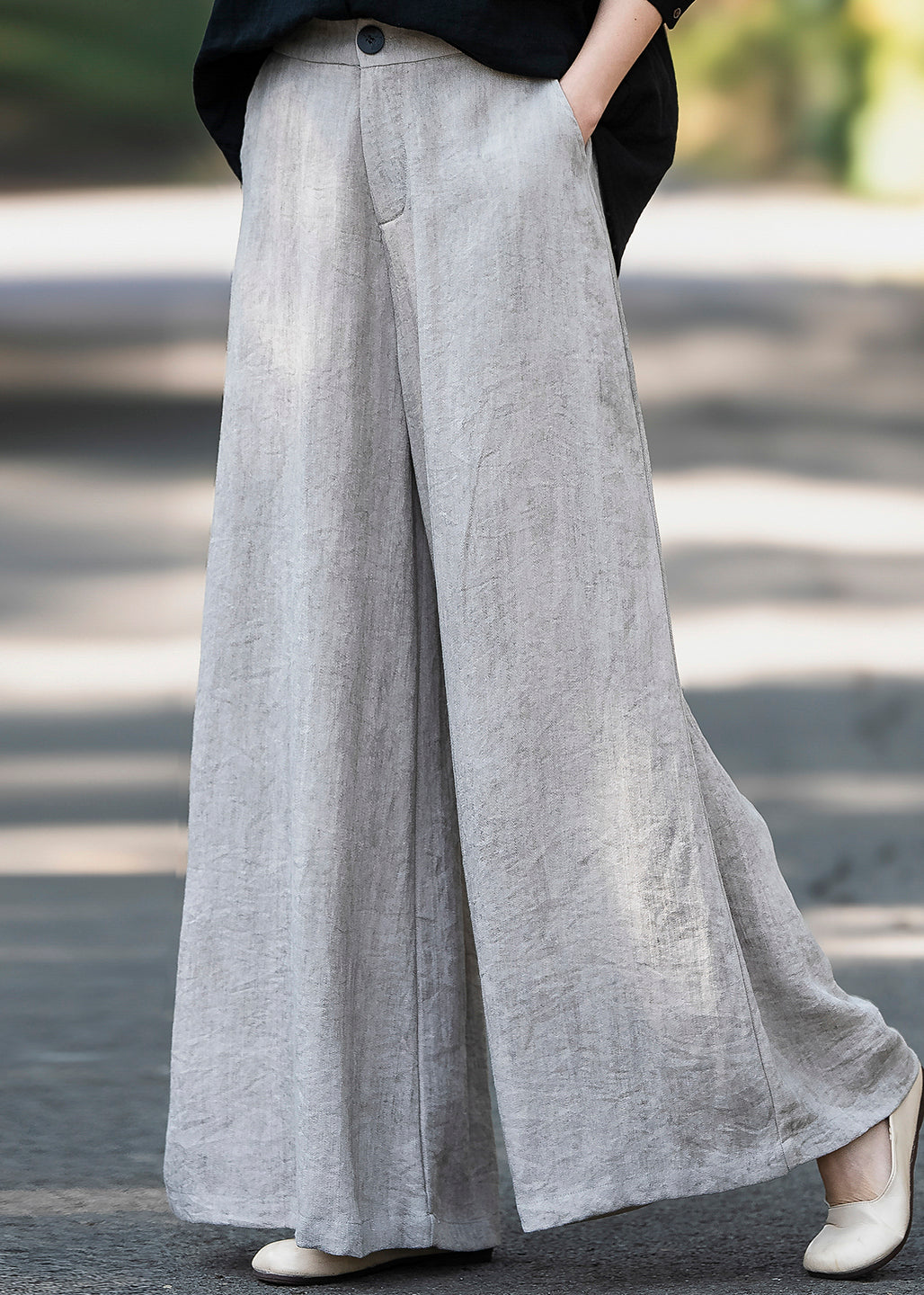Stylish Oversized Draping Linen Straight Pants Spring