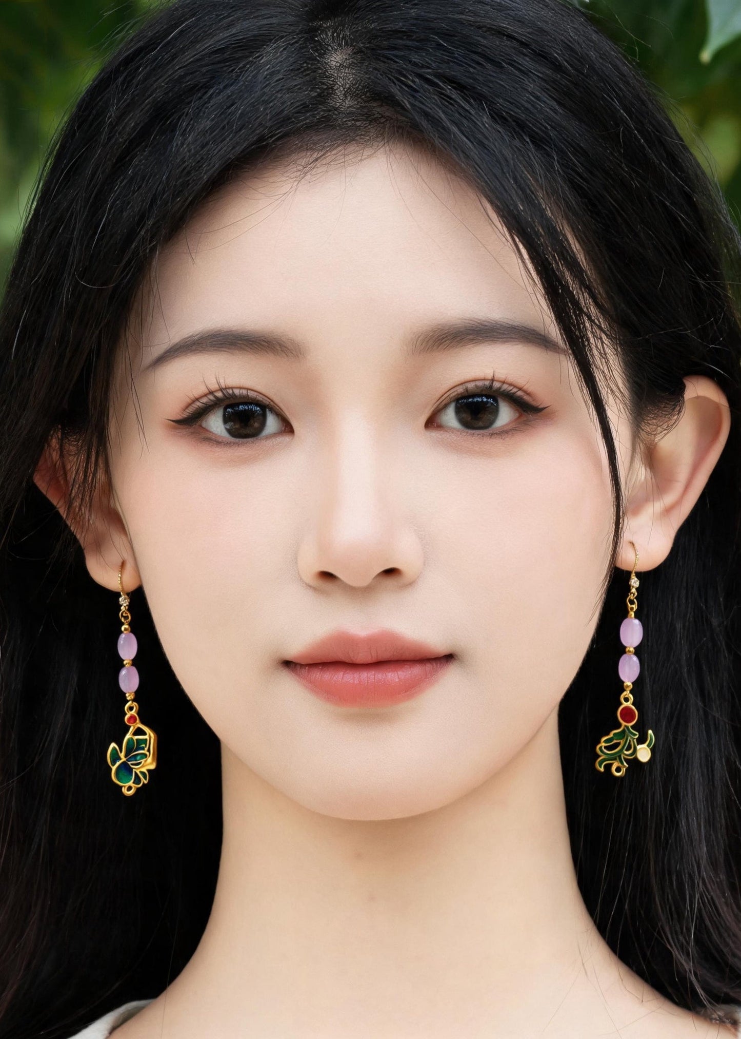 Stylish Pink Crystal Tasseled Ethnic Style Drop Earrings