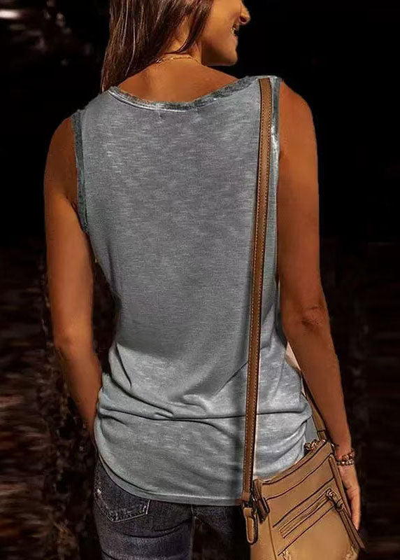 Stylish Pink O-Neck Cotton Tank Tops Summer