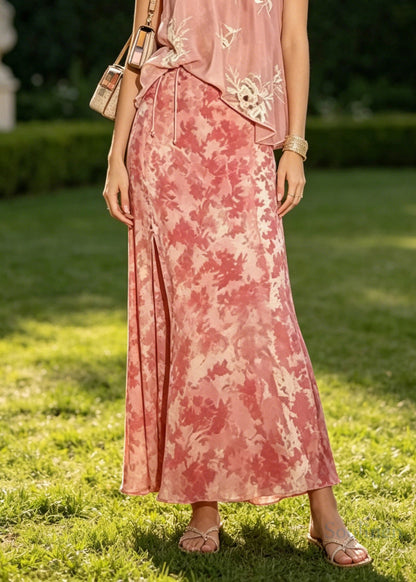 Stylish Pink Tulle Embroidered Top And Velour Skirts Two Piece Suit Set Summer