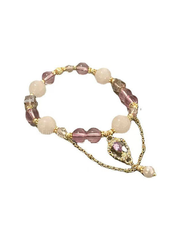 Stilvolles lila Kristallperlen-Charm-Armband