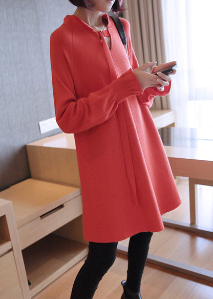 Stilvolle lila V-Ausschnitt Patchwork lose Herbst Strickpullover