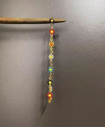 Stylish Rainbow Copper Overgild Daisy Patchwork Chain Bracelet