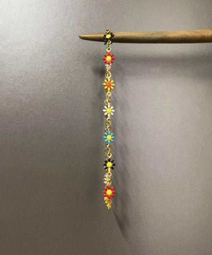 Stylish Rainbow Copper Overgild Daisy Patchwork Chain Bracelet