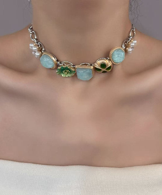 Stylish Rainbow Copper Overgild Shell Pearl Turquoise Star Pendant Necklace Three Piece Set