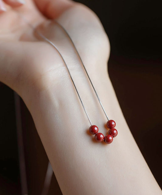 Stilvolle Halskette aus rotem Sterlingsilber mit violettem Goldsand