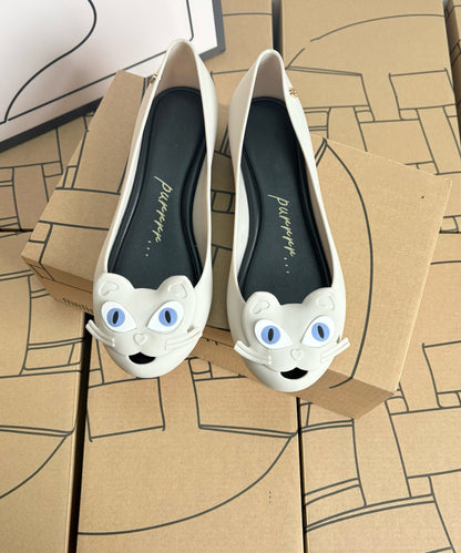 Stylish Rose Cartoon Cats Splicing Flat Shoes