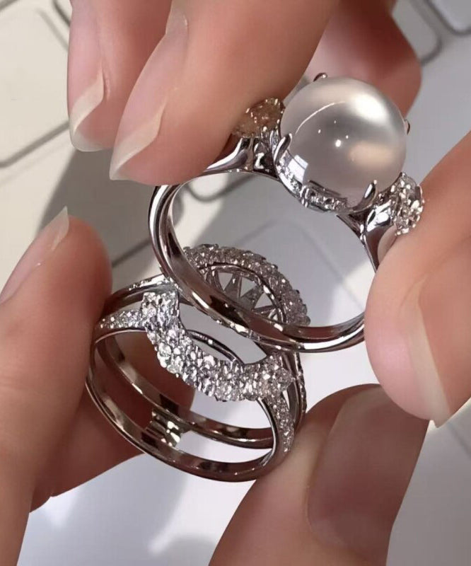 Stylish Silk Alloy Zircon Crystal Rings Two-Piece Set