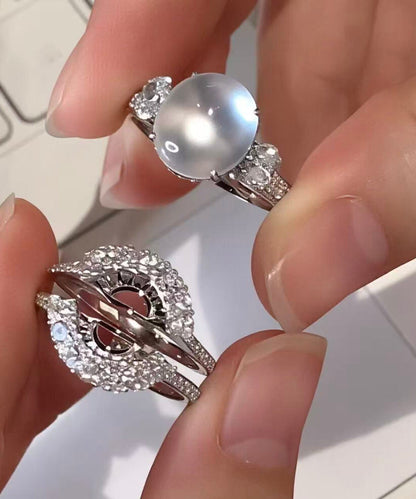 Stylish Silk Alloy Zircon Crystal Rings Two-Piece Set