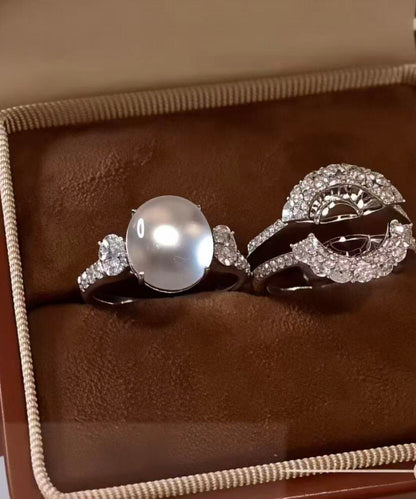 Stylish Silk Alloy Zircon Crystal Rings Two-Piece Set