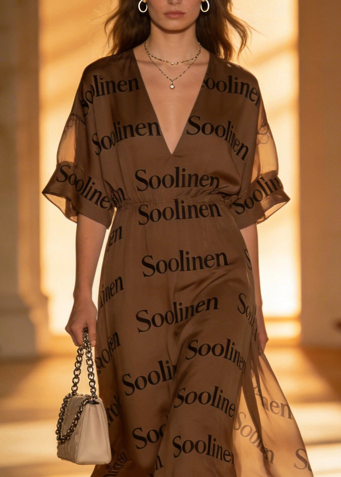 Stylish V Neck Print Chiffon Dress Summer