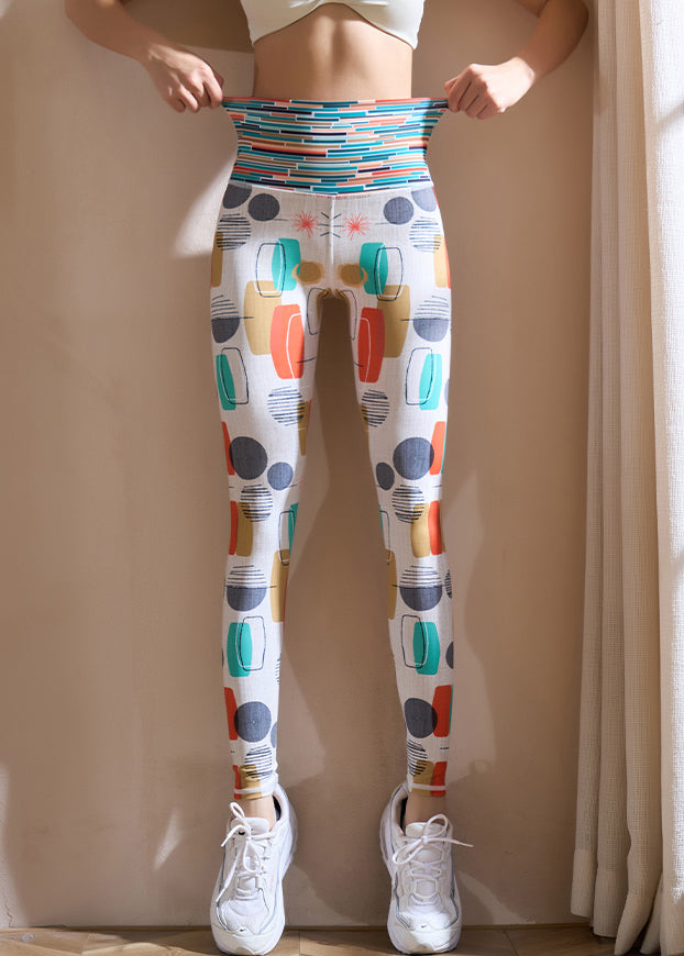 Stylish White Dot High Waist Capri Athletic Leggings