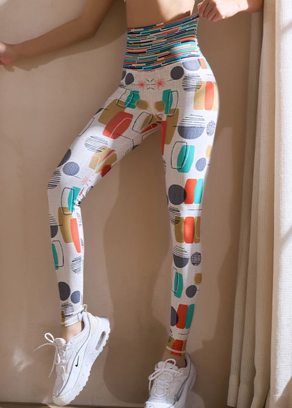 Stylish White Dot High Waist Capri Athletic Leggings