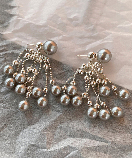 Stylish White Fireworks Pearl Alloy Drop Earrings